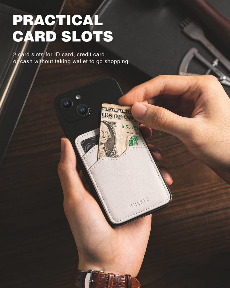 VULKIT حامل بطاقة لاصق متوافق مع آيفون محفظة جلدية للهاتف المحمول حافظة بطاقة ائتمان ملصق قوي للنساء - Image 2